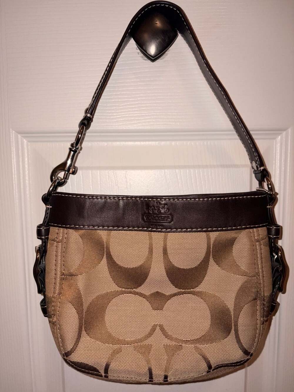 Coach Mini Zoe Signature Jacquard Bag F41833 Khaki Brown - Picture 3 of 10